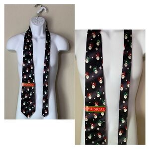 Musical Snowman and Snowflake Print Silk Tie